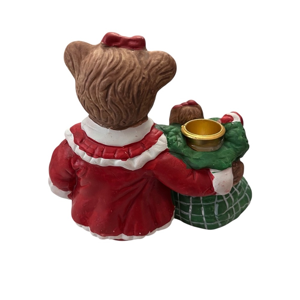 Vintage 1990s Holiday Collection Terracotta Teddy Bear Candle Holder - Picture 6 of 7